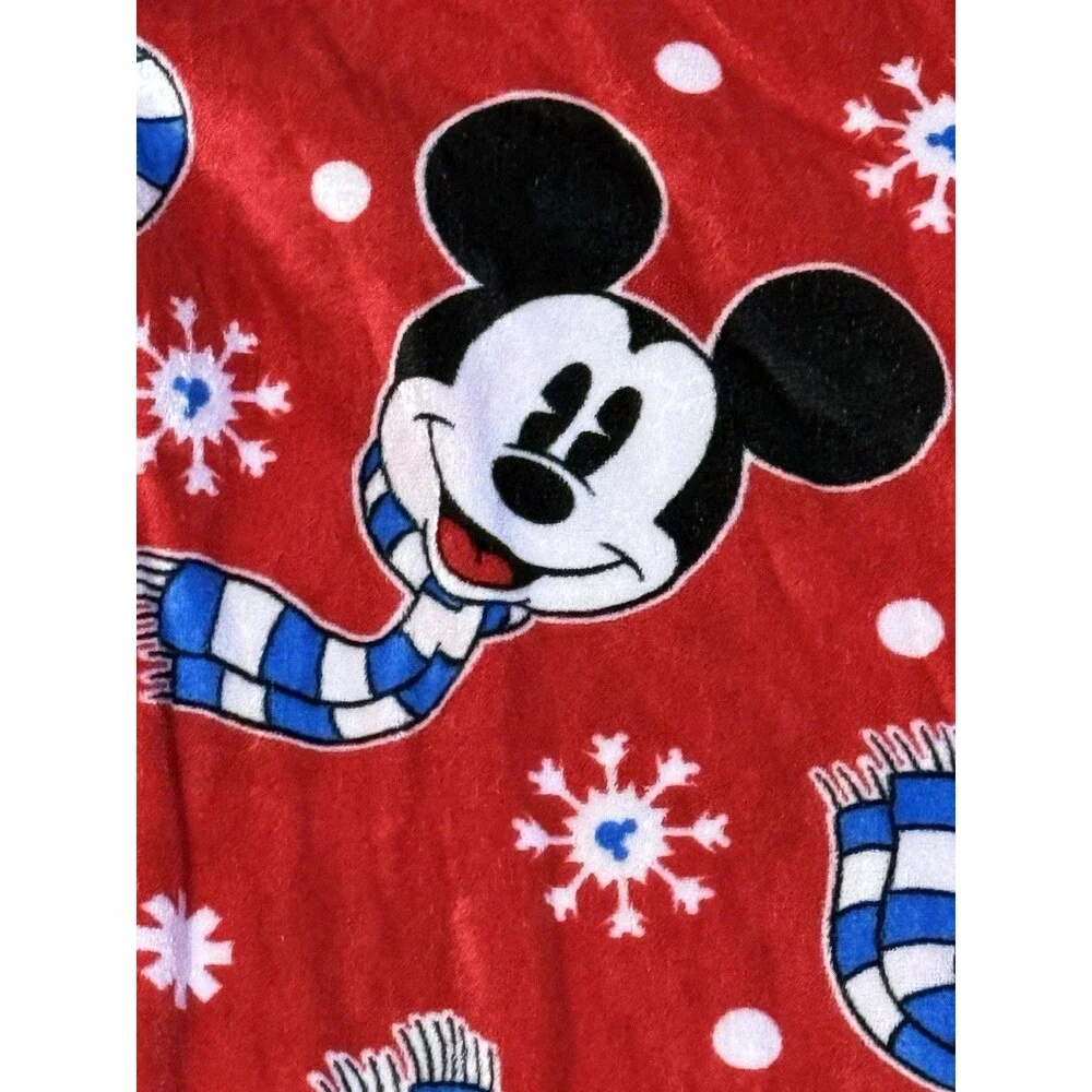 Disney Mickey Mouse Christmas Cozy Pajama Pants Women's Medium Red Elastic Waist